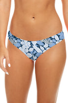 Classic Bottom in Blue Floral, front view of the bikini bottom.